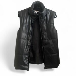 Like New Black Faux Leather Vest